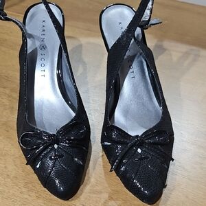 Karen Scott Black Sparkly Slingback Heels